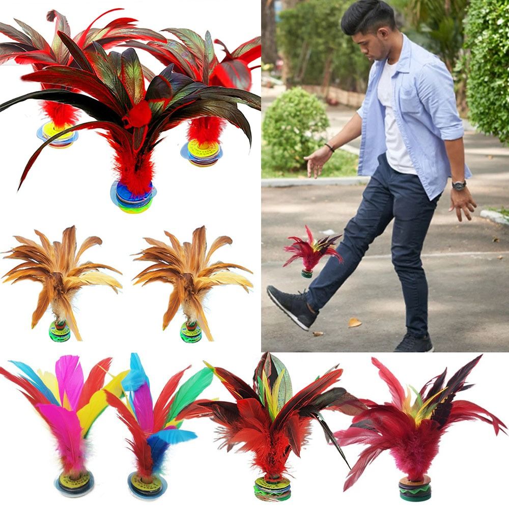 Feather Shuttlecock - 2pcs Colorful Foot Sports Outdoor Game